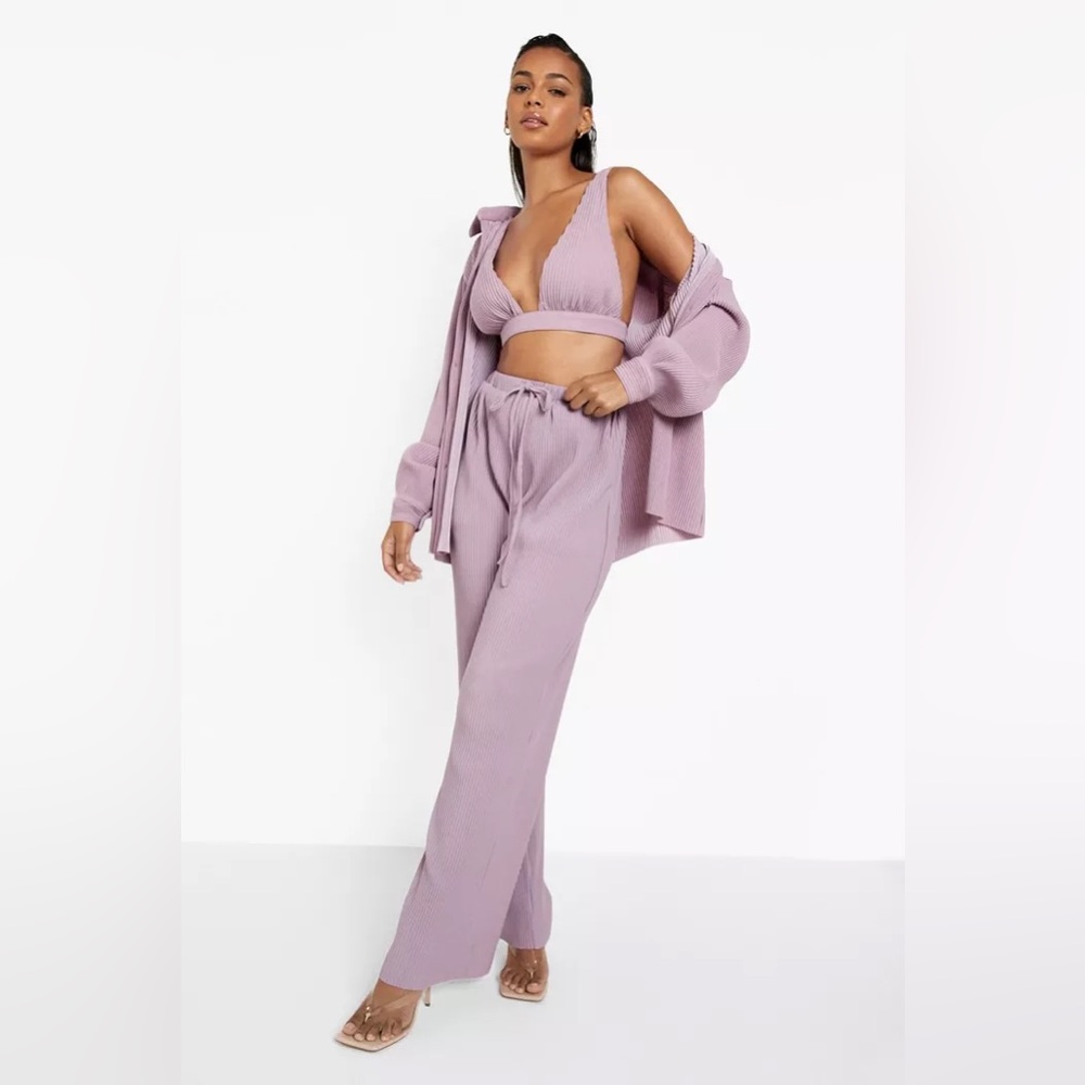 Pastel Lavender Lilac Purple Plisse Matching Set